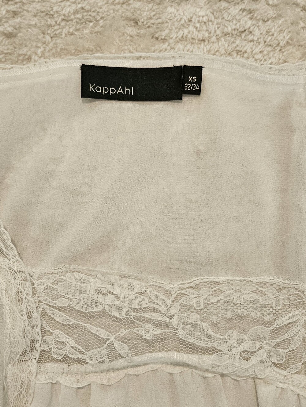 KappAhl Cream White Sheer Blouse Size XS Feminine Festival Retro Y2K Bohemian - Picture 5 of 11